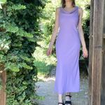 Vintage 90’s Lavender Purple Beaded Draped Neckline Maxi Formal Dress Size S Photo 1