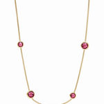 NWOT Julie Vos Gold and Pink Gemstone Necklace Photo 0