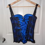 Frederick's of Hollywood NWOT Y2K  Lace Corset Top Women's Large Blue/Black Photo 1