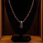 Vintage 90s Handcrafted Wooden Beaded Necklace Tribal Pendant Boho Surfer Unisex Brown Photo 1