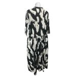 MONKL Black White Short Sleeve Abstract Button Front Maxi Shirt Dress Size XL Photo 1