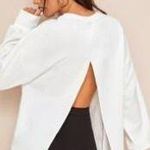 SheIn Drop Shoulder Split Open Back Pullover Photo 0