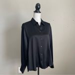 ZARA  | Black Satin Button Down Blouse Sz M Photo 4