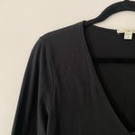 James Perse Standard Black V-neck Long Sleeve Shirt Cotton Women size 3 / Large Photo 2