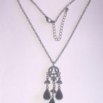 Elegant Gunmetal Dark Metal Boho Teardrop Pendant Necklace Black Photo 1