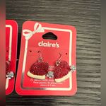 NEW Claire's Accessories Santa Hat Dangly Earrings Red Glitter Photo 4