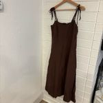 ZARA  brown linen blend strappy midi dress Photo 1