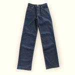 ZARA The New Daddy Full Length Raw Hem High Rise Dark Wash Jean Size 4 NEW Photo 5