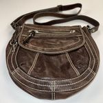 Fossil Pebbled Leather Crossbody Bag Rich Chocolate Brown Contrast Stitching Photo 0