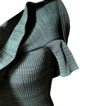 Apiece Apart  Sweater‎ Top Ruffle Ribbed Knit Marled Green Black Size Small Photo 4