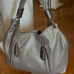 Michael Kors Collection Classic Tonne Hobo Bag Gray Leather and Silver Accents. Photo 1