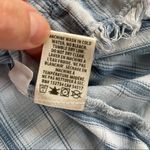 Cloth & Stone Melange Blue Plaid Fray Hem Button Front Hoodie Shirt XS Photo 7