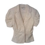 Alberto Makali Womens Puff Sleeve Notch Collar Single Breasted Top Beige Sz M Photo 0