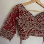Chandni Exclusive red and gold lehenga embroidered skirt top indian traditional Size XS Photo 11