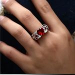 Valentine's Day Red Heart Ring Vintage Style Cupid Love Gift Silvertone Sz 10 Photo 1