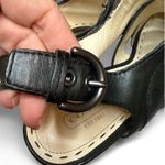 Coach  Jazlyn Black Platform Sandals Peep Toe Wedges Stacked Wood Heel Size 9 Photo 7