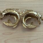 ZARA vintage matte gold plated brass sculptural fish chunky statement hoops Photo 1