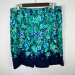 Talbots Pencil Skirt Womens 16 Blue Green Floral Garden Office Feminine Chic Photo 3