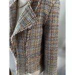 Loft Womens Tweed Blazer Size 2 Tweed Open Front Blazer Pink LongSleeve Jacket Photo 1