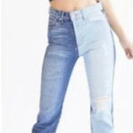 Revice Denim REVICE Two-Tone Yin Yang‎ Distressed Denim High Rise Straight Jeans Size 24 Photo 0