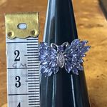 Natural Tanzanite Sterling Silver Butterfly Ring Size 7 Purple Photo 6