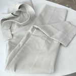 ZARA High Rise Ecru Cream Straight Leg Trousers with Waist Tie Size Small Photo 0