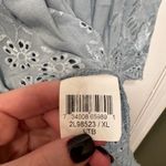 Karen Kane  Blue Eyelet Blouse Size XL Photo 3