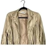 NWT Cropped Soft Faux Western Fringe Suede Open Style Lined Jacket Coat M Cream Size M Photo 2