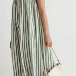 Madewell  Poplin Ruffle A-Line Midi Dress Striped Green and White Maxi size XL Photo 0