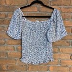 Sienna Sky Sienna‎ Sky Smocked Top Womens Size Small Floral Print Square Neck Flared Sleeve Photo 0