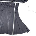 SheIn  Black Shiny High Neck Button Pleated Balloon Ruched Sleeve Dress Zip XL Photo 5