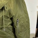 Juicy Couture Y2K EUC Olive Green Bomber Jacket Fur Hood Zip Detail Photo 6