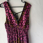Hale Bob Los Angeles Silk Pink Black Gold Geometric Print Dress - Size M Boho Photo 2
