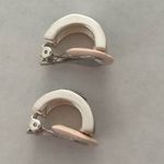 None Clip on vintage style half hoop chunky blue silver gemstone earrings Photo 4