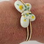 Vintage Avon 1978 Floral Ceramic Puff Butterfly Goldtone Cuff Bracelet Gold Photo 9