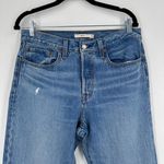 Levi's Wedgie Women's Raw Hem Tapered Ankle Jeans Blue Denim Acid Wash Size 30 Photo 4