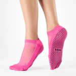 SHASHI Classic Mesh Style Regular Toe Pink Barre Pilates Yoga Full Grip Socks M Size M Photo 3