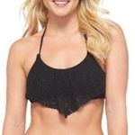 SO  Crochet Flounce Bikini Top Black Photo 0