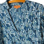 Roberta Freymann  Women’s Sz XS Floral Tunic Top Long Sleeve Blue Cotton Photo 2