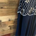Papell Boutique  Navy Beaded‎ Evening Dress Size 12 Photo 5