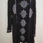 Sweet Sinammon Cardigan Black Purple White Long Sleeve Open Front Knit Casual Size M Photo 9