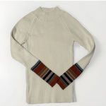 Bohme  Off white mock neck ribbed sweater with multicolor striped cuffs Photo 0