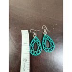Teal Geometric Teardrop Dangle Earrings Silver Tone Hook Fashion Jewelry Modern Blue Photo 3