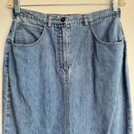Lands' End Vintage Lands’ End Women’s Denim Midi Preppy Jean Skirt Size 8P Cottage Boho Photo 1