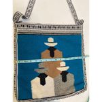 Woolen Incan Folk Bag Made in Ecuador NWT Zipper Double Side Woven Crossbody Bag Blue Photo 5
