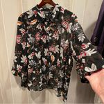 Cute sheer floral 3/4 sleeve blouse whimsigoth flowy boho Simply Emma NWT 2X Red Photo 6