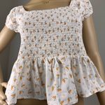 Pink Lily Floral‎ Smocked White Top Photo 2