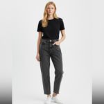 ZARA  high-waist mom fit jeans in a faded black or gray acid wash denim Photo 3