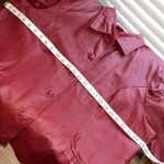 Vintage red leather jacket 80s 90s plus size leather coat button dressy Photo 7