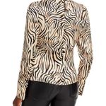 Nicholas Doris Cross Neck Keyhole L/S Blouse in Abstract Animal Print Size 2 NWT Brown Photo 1